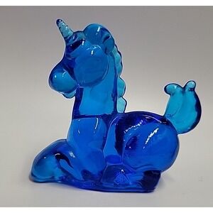 Vintage Boyd Glass Little Luck Unicorn Ritz Blue‎ Glass Figurine